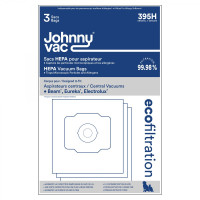 Johnny Vac HEPA Central Vacuum Bag 395H - Compatible with Beam, Eureka, Electrolux, Kenmore, Nilfisk (Pack of 3)