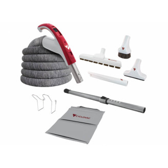 Central Vacuum Attachment Kit w/ SoftTouch Hose, Handle & 12 in. Super Luxe Brush